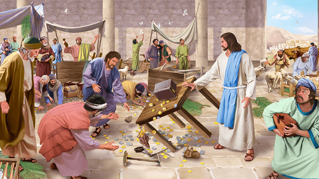 Storie della Bibbia Gesù scaccia i mercanti dal tempio